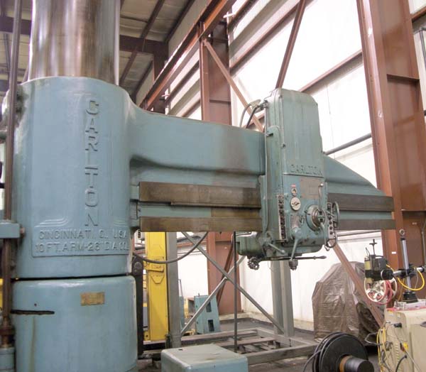 10' x 26" Carlton Traveling base Radial Arm Drill Big Drill for sale