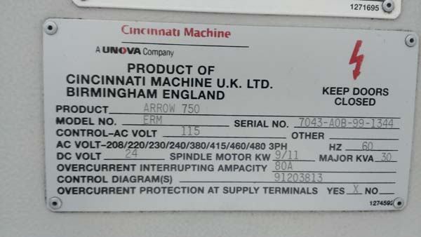 Cincinnati Arrow 500 CNC Vertical Machining Center CNC Mill  for sale