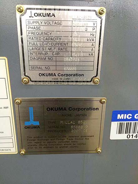 Okuma 852V Big cnc vertical machining center cnc mill  for sale