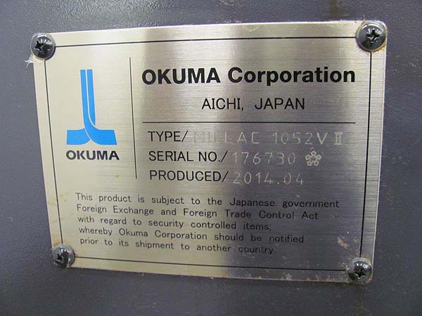 Okuma Millac 1052Vii 120" CNC Vertical Machining Center  for sale