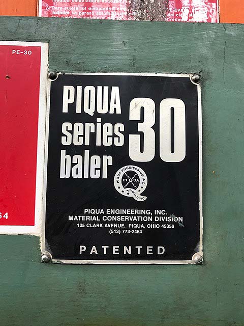 36" Piqua Engineering Cardboard Baler For Sale