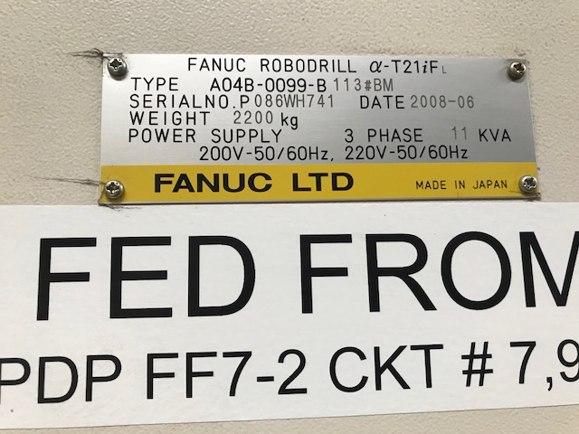 Used Fanuc RoboDrill Alpha-T21iFL CNC Vertical Machining Center For Sale, Used Drill & Tap Center For Sale, Used RoboDrill Drill & Tap Center For Sale