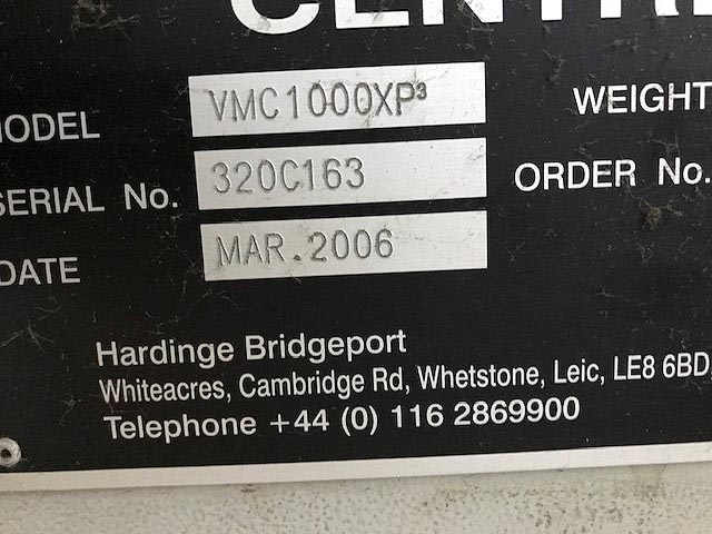 Hardinge Bridgeport VMC1000XP3 40" x 20" Vertical Machining Center for sale